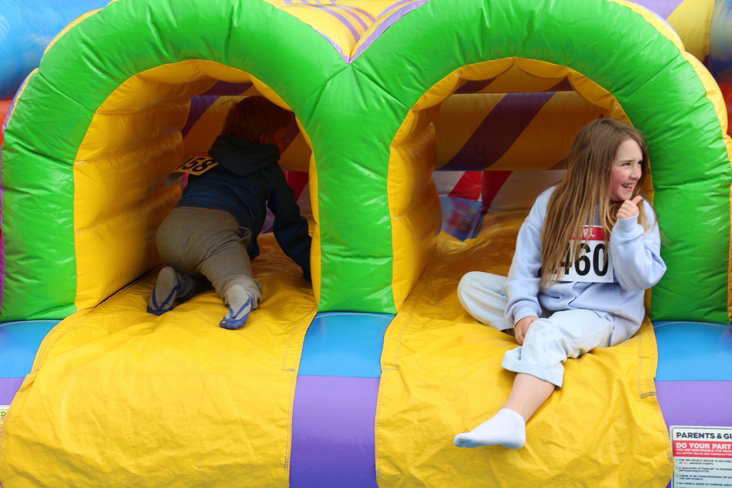 kids at the bouncy Castle