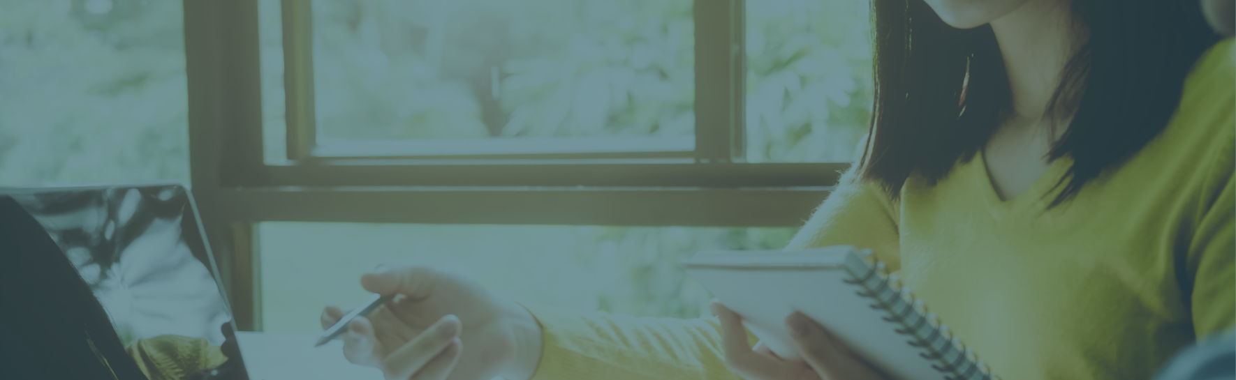 Two people working together