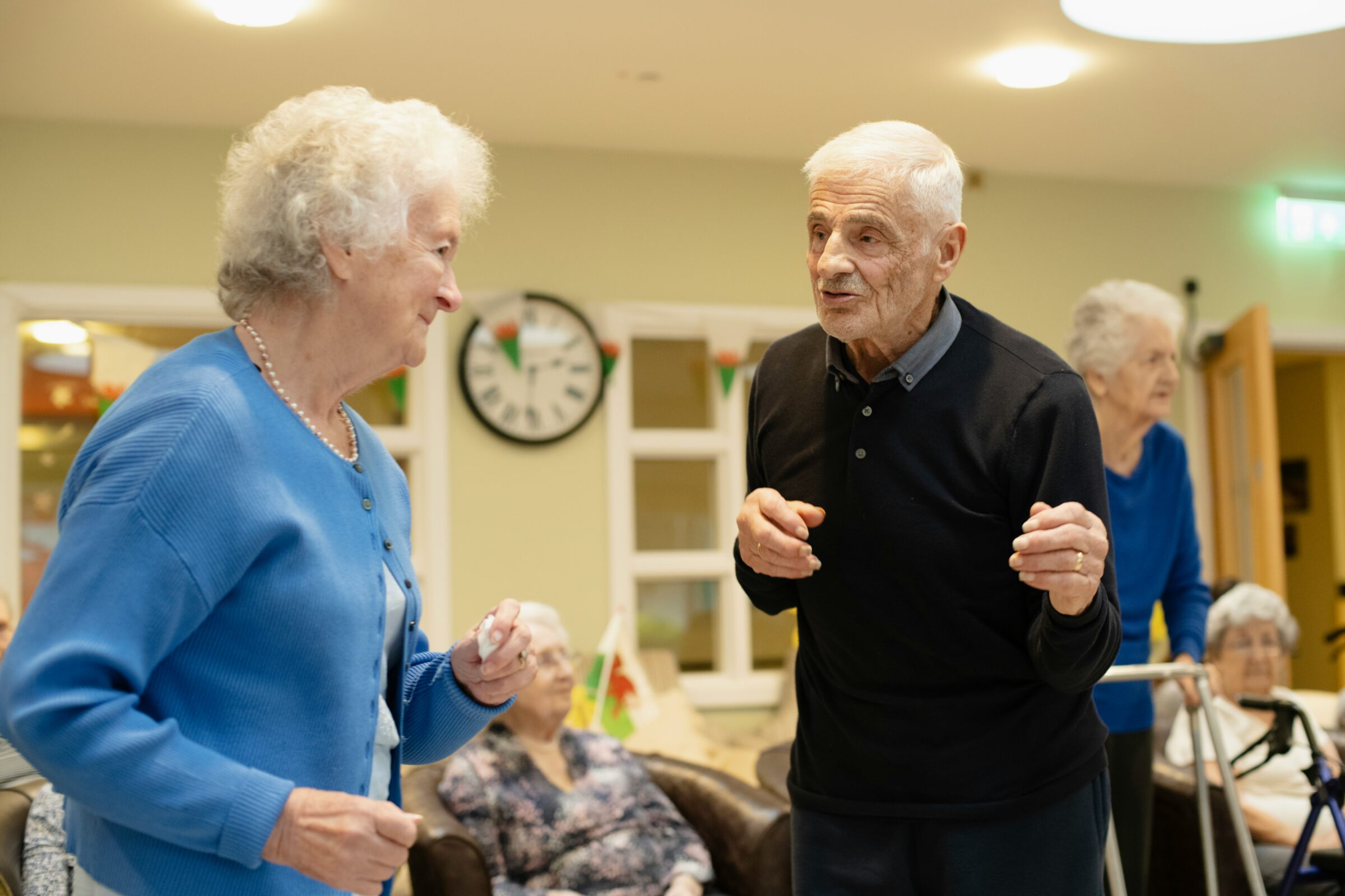 Two seniors dancing